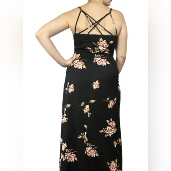 Nine Britton Black Floral Strappy Maxi Sz L - Picture 2 of 8